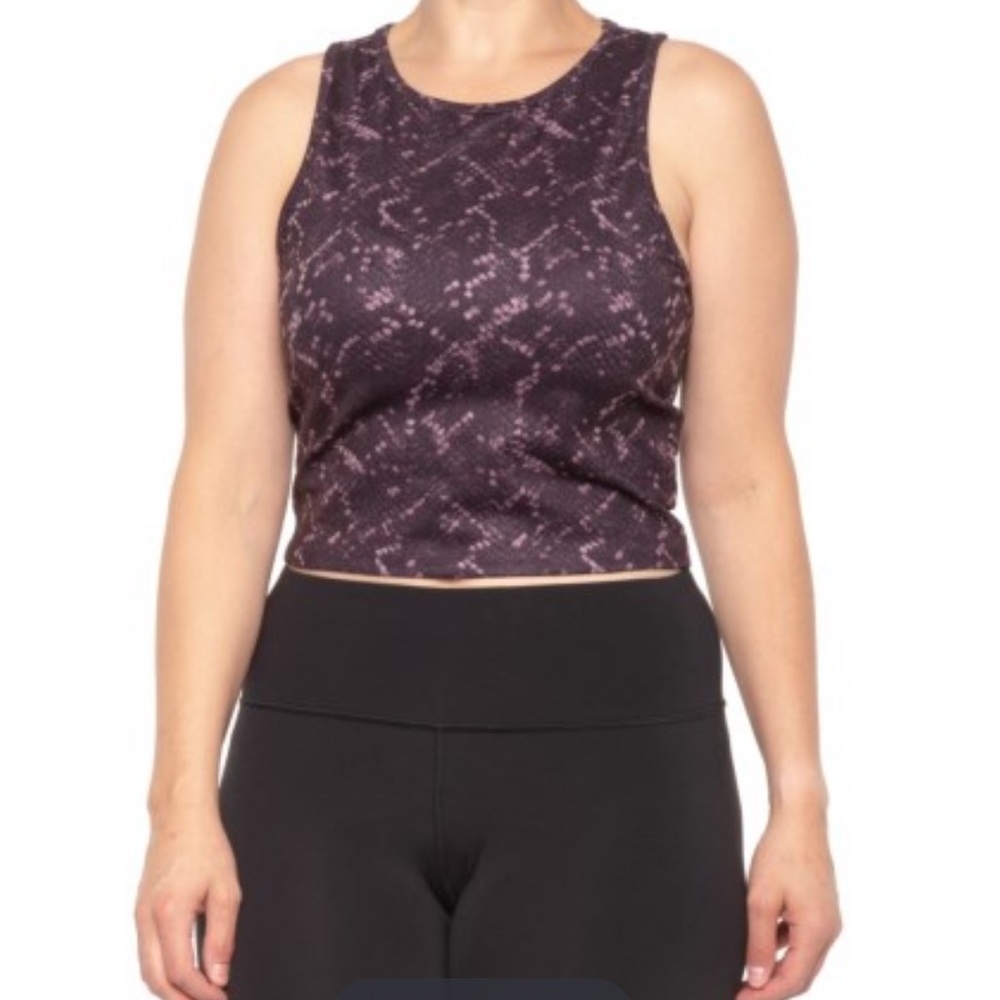 Balance Collection Mia Large Wild Plum Snake Print Active Tank Top Crop - Picture 5 of 7